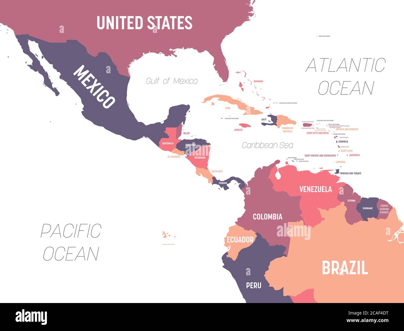 Detailed Political Map Of Central America Central America And The Caribbean North America