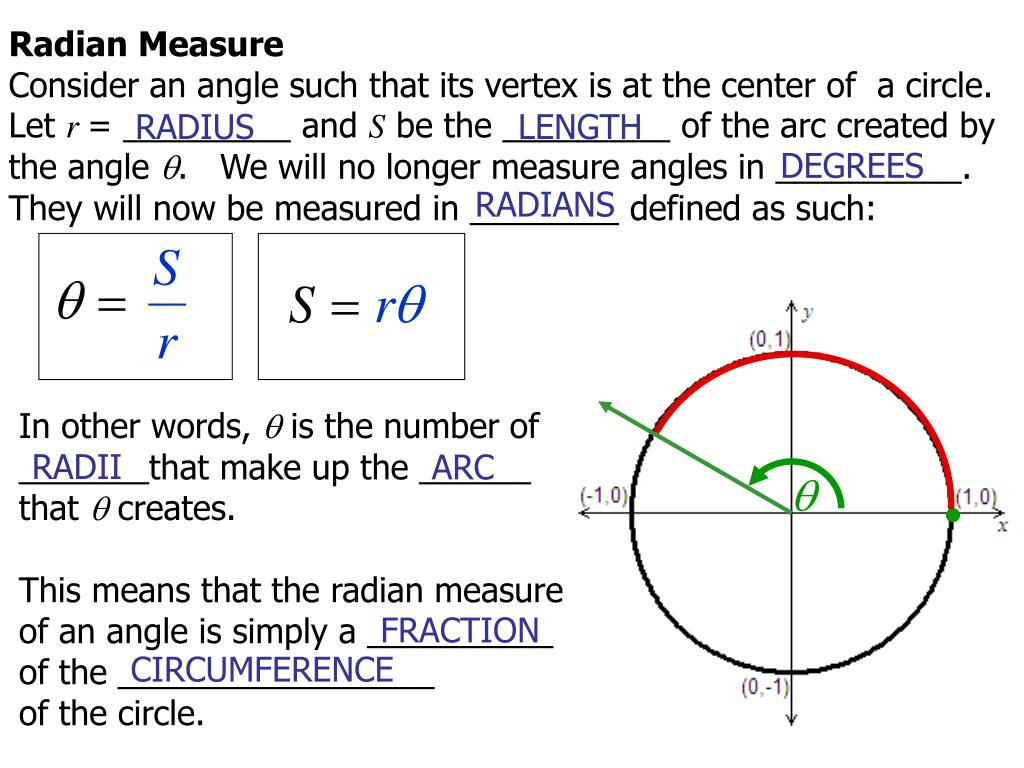 Find Radian Measure Of Central Angle