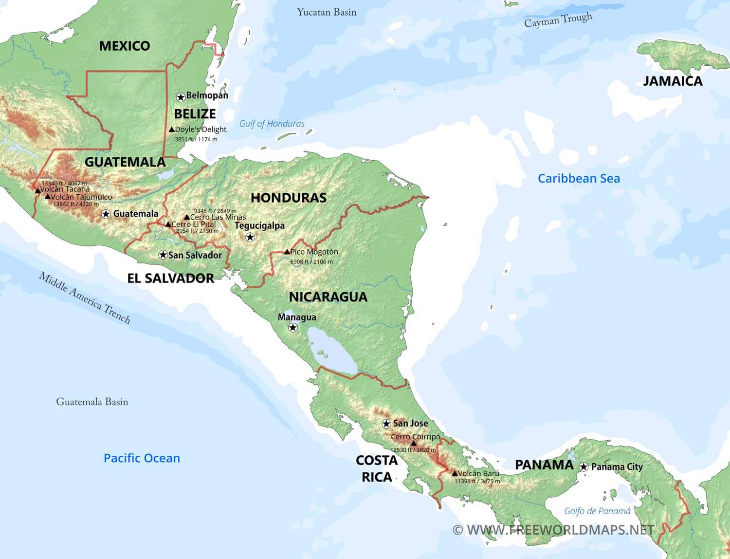 Geographical Map Of Central America