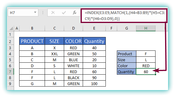 Multiple Criteria Lookup Using Index And Match Functions In Excel