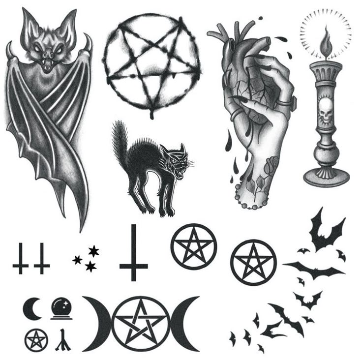 Witchcraft Tattoo Set Witch Tattoos Wiccan Tattoo Demon Tattoo Witchcraft Temporary Tattoo